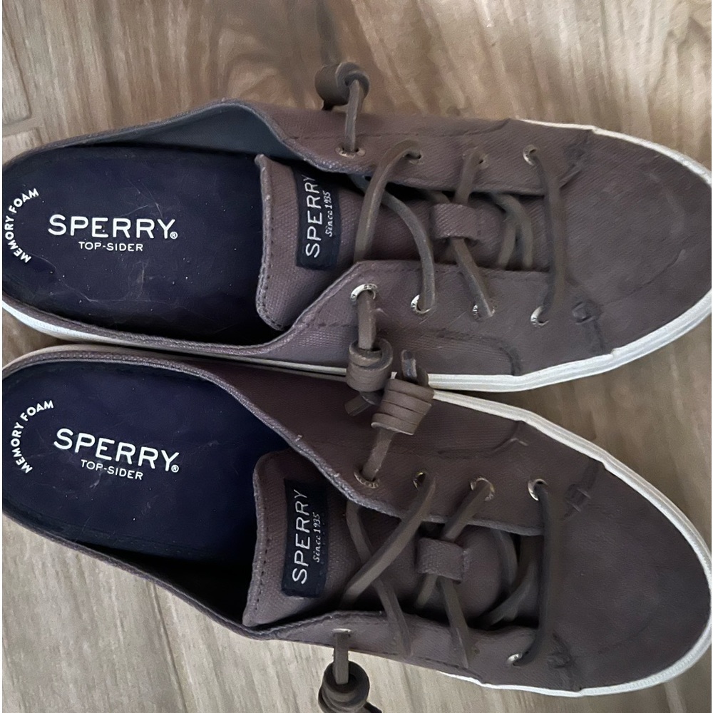 Darkish grayish Sperry mule slip ons. Size 9 1/2. Brand new, never worn no tags.